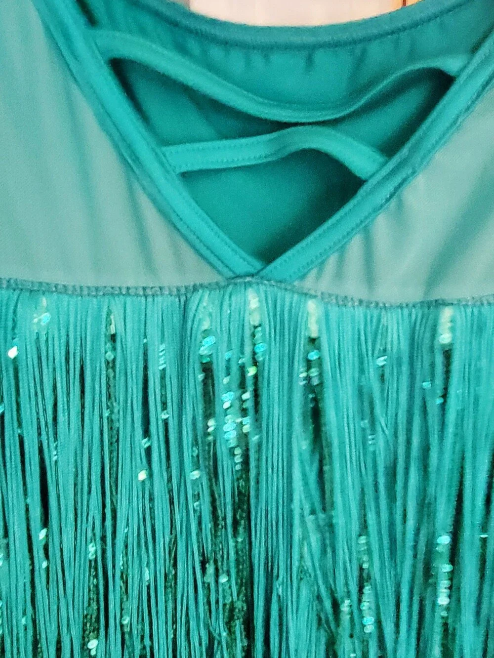 Weissman Green Fringe Costume Dress